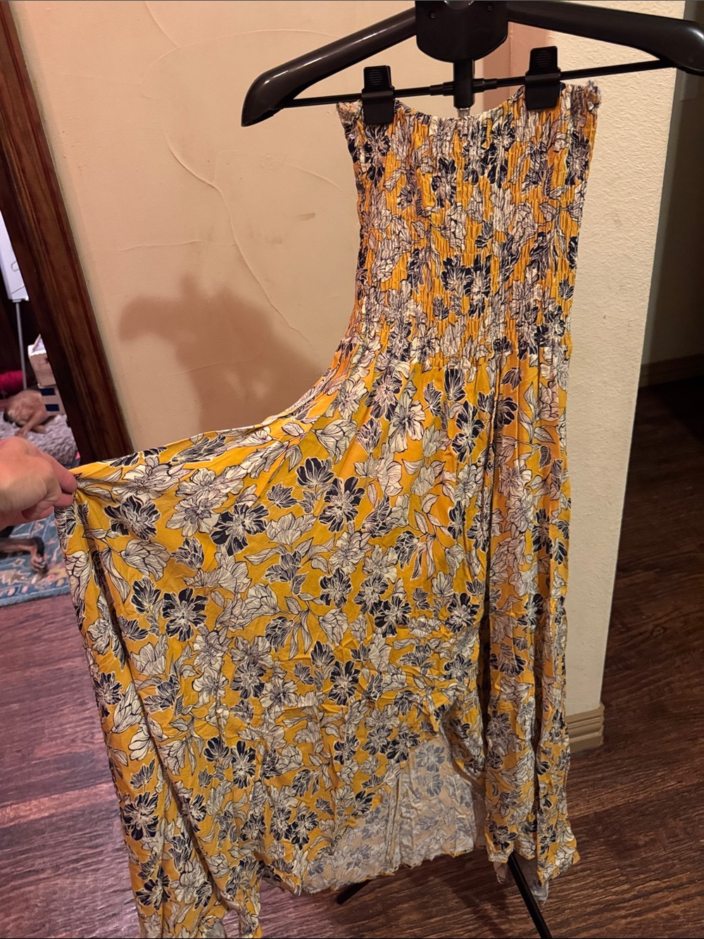 Vici Yellow Strapless Floral Maxi Dress